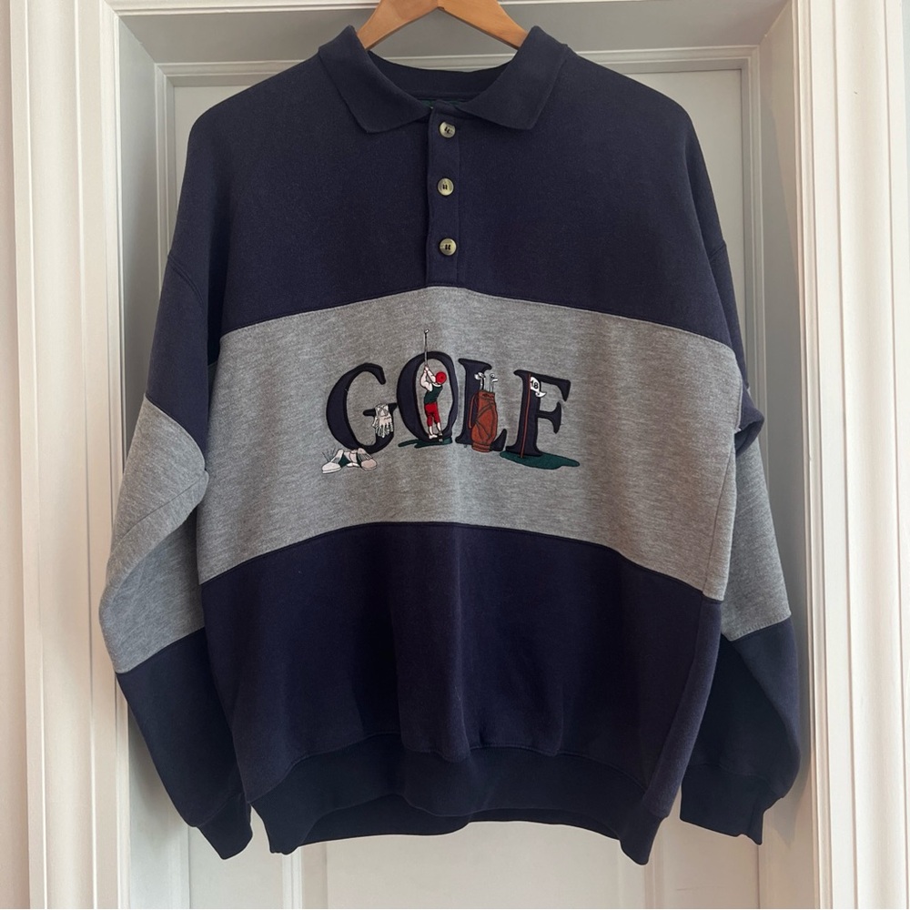 Men’s VTG Lord & Taylor Golf Embroidered Pullover Collared Sweatshirt Medium